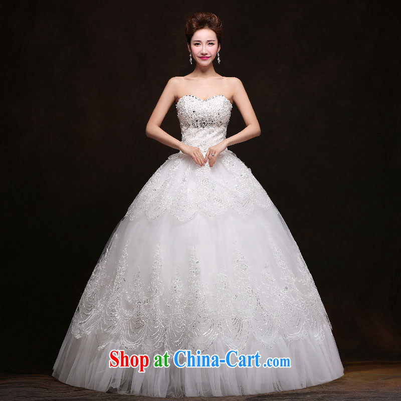 The china yarn wedding dresses new 2015 spring marriages beauty graphics thin Korean tie-in with bare chest white. size does not accept return