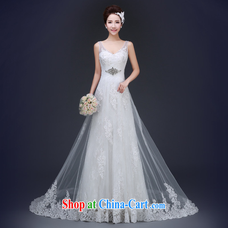 Jie MIA ultra graphics thin V collar straps with sexy shoulders with shaggy dress wedding white XXL