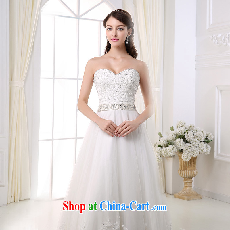 DressilyMe custom wedding - 2015 lace bare chest parquet drill belt shaggy Princess wedding beauty zip-tail luxury bridal gown White - out of stock 25 day shipping XL, DRESSILY ME OCCASIONS WEAR ON - LINE, shopping on the Internet
