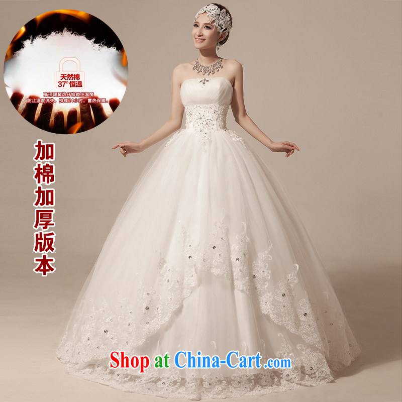 Bridal wedding dresses Korean spring and summer new 2015 stylish bridal white retro large code with Mary Magdalene chest strap white XXL, Blooming crazy (chunhuaqiuyue), shopping on the Internet