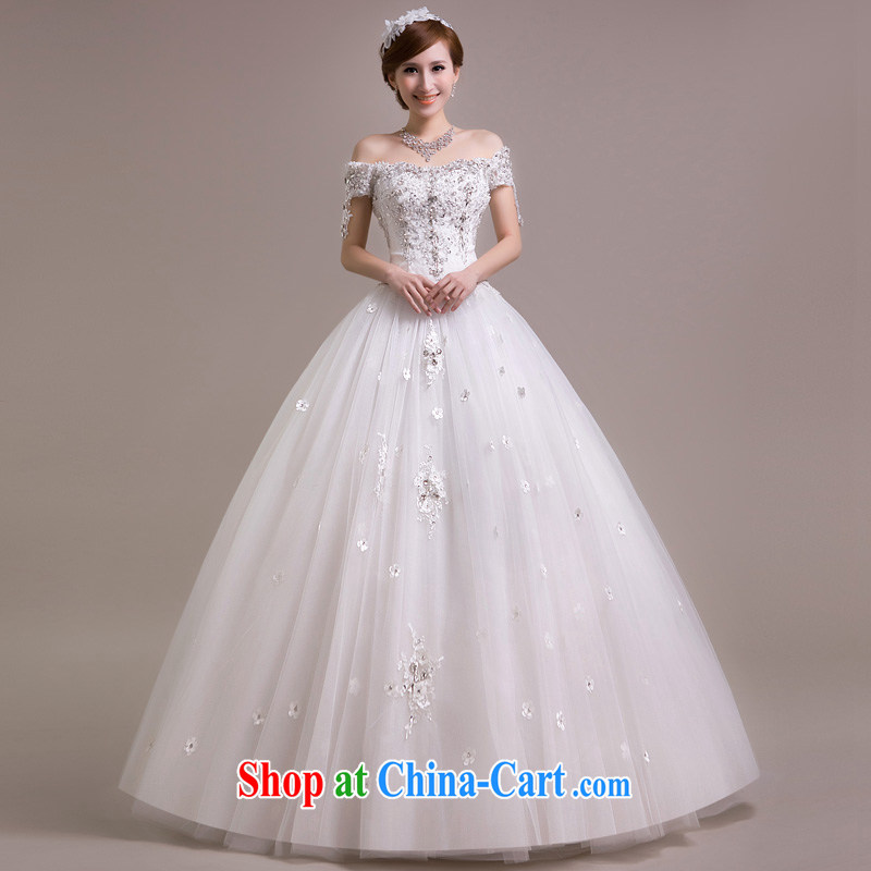 Blooming crazy bridal wedding dresses 2015 spring fashion with Korean version the code retro field shoulder graphics thin drill white XXL