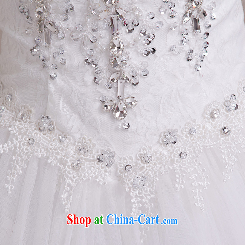 Blooming crazy bridal wedding dresses 2015 spring fashion with Korean version the code retro a Field shoulder graphics thin drill white XXL, blooming crazy (chunhuaqiuyue), shopping on the Internet