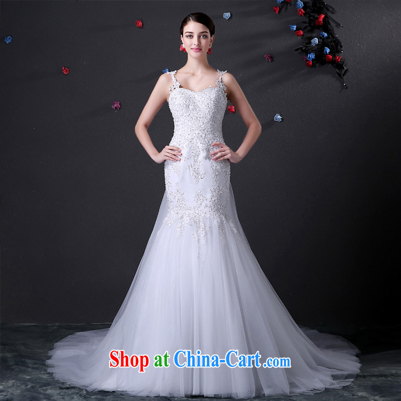 DressilyMe custom wedding dresses - 2015 lace straps parquet drill at Merlion Fluoro, Japan, and South Korea wedding dress tail zipper bridal gown White - out of stock 25 day shipping XL