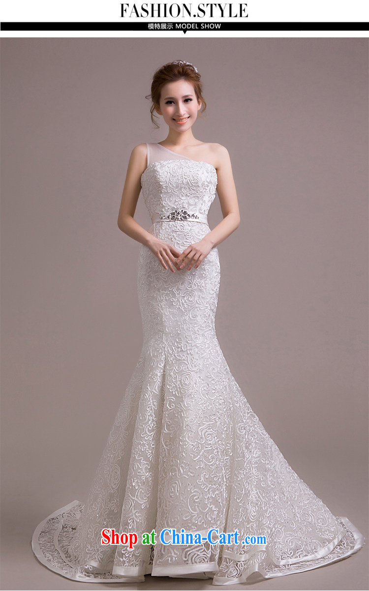 2015 new stylish wedding dresses Korean minimalist single shoulder-waist crowsfoot graphics thin lace-tail tied with antique white XL pictures, price, brand platters! Elections are good character, the national distribution, so why buy now enjoy more preferential! Health