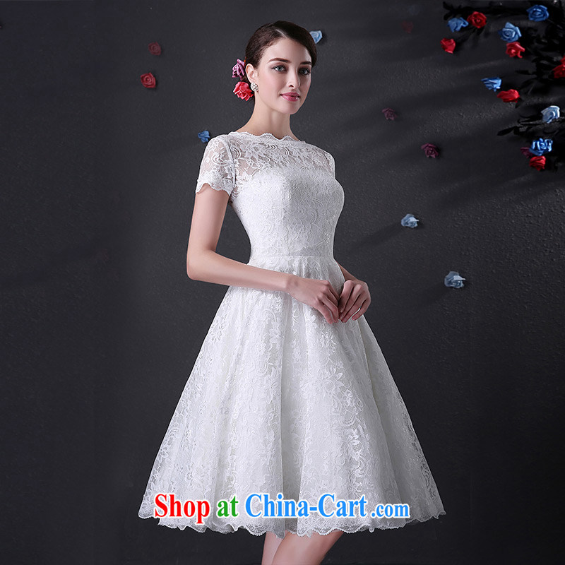 DressilyMe custom wedding - 20,151 word short-sleeved lace short wedding toast serving V field back zipper lace bridal gown White - in stock 25-Day Shipment XL, DRESSILY ME OCCASIONS WEAR ON - LINE, shopping on the Internet