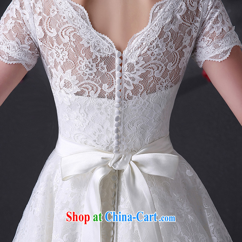 DressilyMe custom wedding - 20,151 word short-sleeved lace short wedding toast serving V field back zipper lace bridal gown White - in stock 25-Day Shipment XL, DRESSILY ME OCCASIONS WEAR ON - LINE, shopping on the Internet