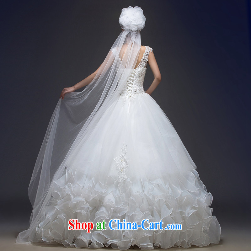 Double-shoulder wedding dresses shaggy dress Spring Summer new 2015 luxury lace with graphics thin strap luxury big white XXL, blooming Crazy (chunhuaqiuyue), shopping on the Internet