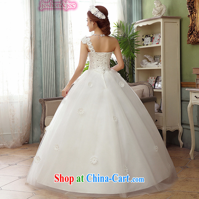 Wedding new petal with Korean-style bare chest wedding dresses the shoulder the shoulder sweet Princess large, pregnant women can be seen wearing a white XXXL, joshon&Joe, shopping on the Internet