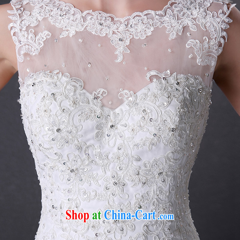 DressilyMe custom wedding - 2015 elegant a collar lace inserts drill crowsfoot wedding V field back zipper luxury tail bridal gown White - out of stock 25 day shipping XL, DRESSILY ME OCCASIONS WEAR ON - LINE, shopping on the Internet