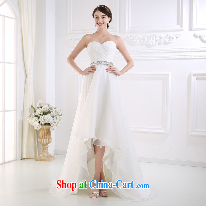 DressilyMe custom wedding - 2015 spring and summer wiped his chest waist in front Short, Long Beach outdoor wedding beauty zip slim bridal gown White - out of stock 25 Day Shipping XL