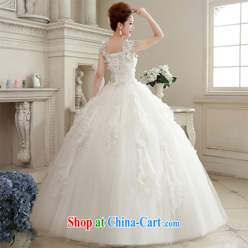 Honeymoon bride spring 2015 new female Korean video thin shoulders lace V for wedding with parquet drill wedding white M, Honeymoon bridal, shopping on the Internet