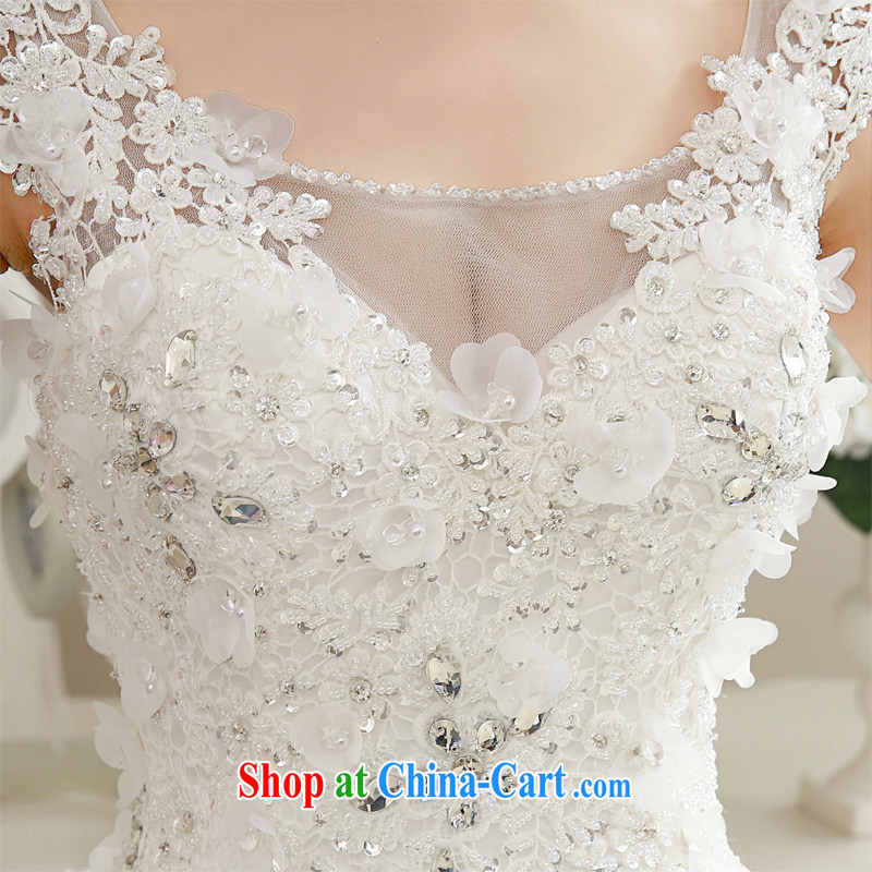 Honeymoon bride spring 2015 new female Korean video thin shoulders lace V for wedding with parquet drill wedding white M, Honeymoon bridal, shopping on the Internet