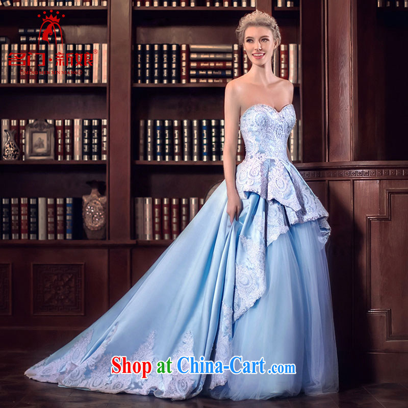 The bride's wedding dresses spring 2015 Cinderella's dream blue wedding tail 2568 blue is tailored to the 20_