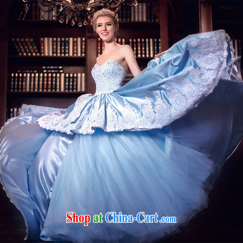 The bride's wedding dresses spring 2015 Cinderella's dream blue wedding tail 2568 blue tailored to the 20 per cent, and the bride, shopping on the Internet