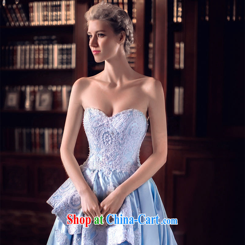 The bride's wedding dresses spring 2015 Cinderella's dream blue wedding tail 2568 blue tailored to the 20 per cent, and the bride, shopping on the Internet