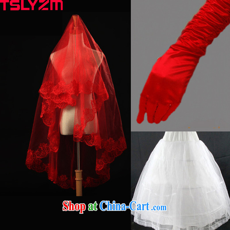 Tslyzm bridal red wedding dresses and yarn gloves skirt stays 3 piece accessory red
