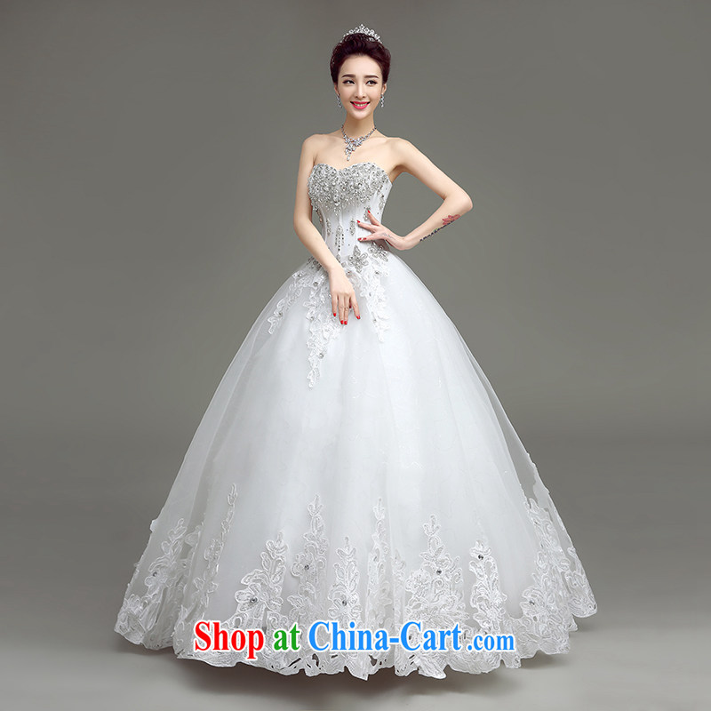 According to T-shirt in accordance with the wedding dresses 2015 spring and summer new parquet drill wiped his chest wedding bridal white tie with Korean fashion with wedding white XL