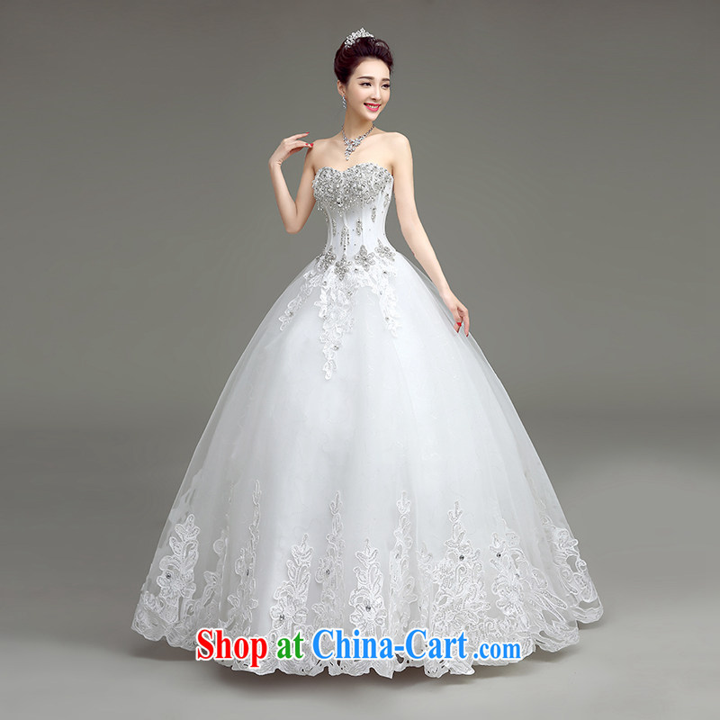 According to T-shirt in accordance with the wedding dresses 2015 spring and summer new parquet drill wiped his chest wedding bridal white tie with Korean fashion with wedding white XL, Netherlands according to the law, and, on-line shopping