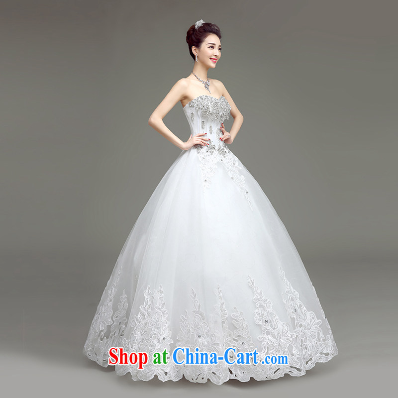 According to T-shirt in accordance with the wedding dresses 2015 spring and summer new parquet drill wiped his chest wedding bridal white tie with Korean fashion with wedding white XL, Netherlands according to the law, and, on-line shopping