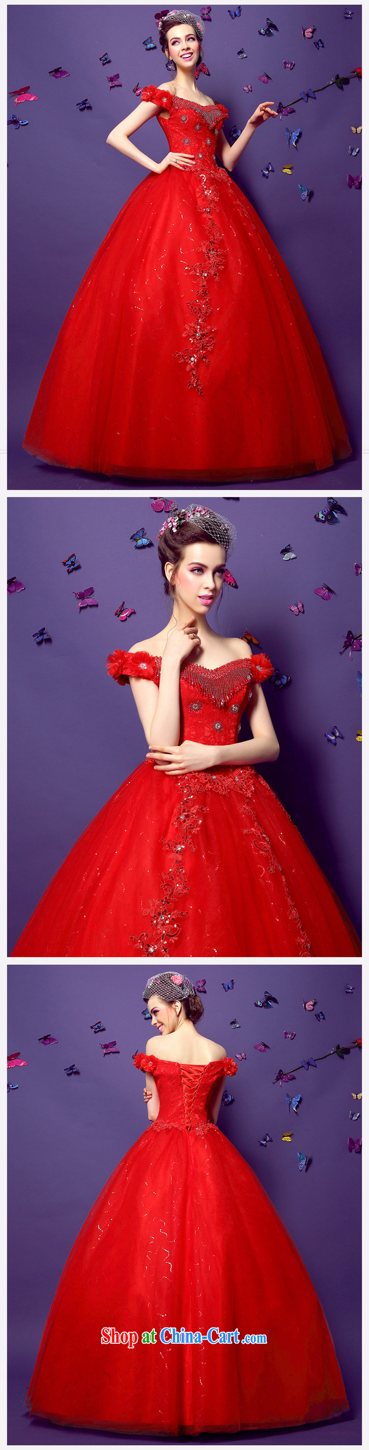 Honeymoon bride spring 2015 new female feel a field shoulder-su parquet drill lace with shaggy red wedding red XL pictures, price, brand platters! Elections are good character, the national distribution, so why buy now enjoy more preferential! Health
