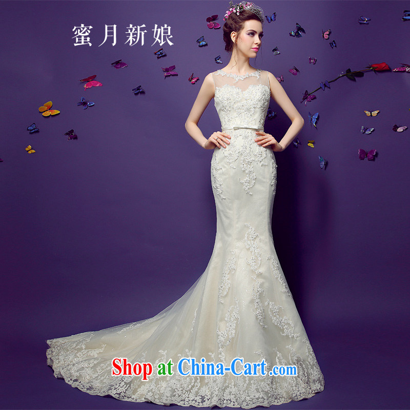 Pre-sale 5 day honeymoon bride spring 2015 new female-waist crowsfoot lace sexy fluoro-tail wedding white XL