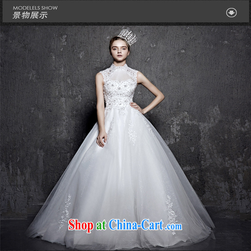 2015 new long-tail wedding Korean video thin a shoulder, waist straps large code custom bridal wedding dress white tail XL so Balaam, and shopping on the Internet