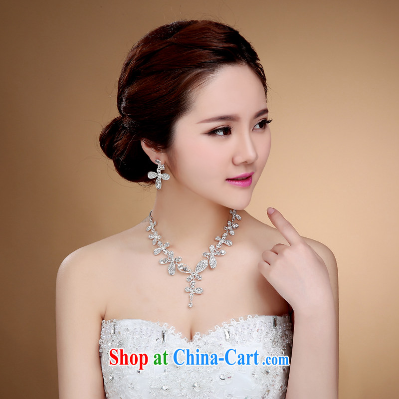 Diane M Qi 2015 new jewelry Korean bridal necklace earrings set water drilling wedding dresses accessories and jewelry white, Diane M-kay, shopping on the Internet