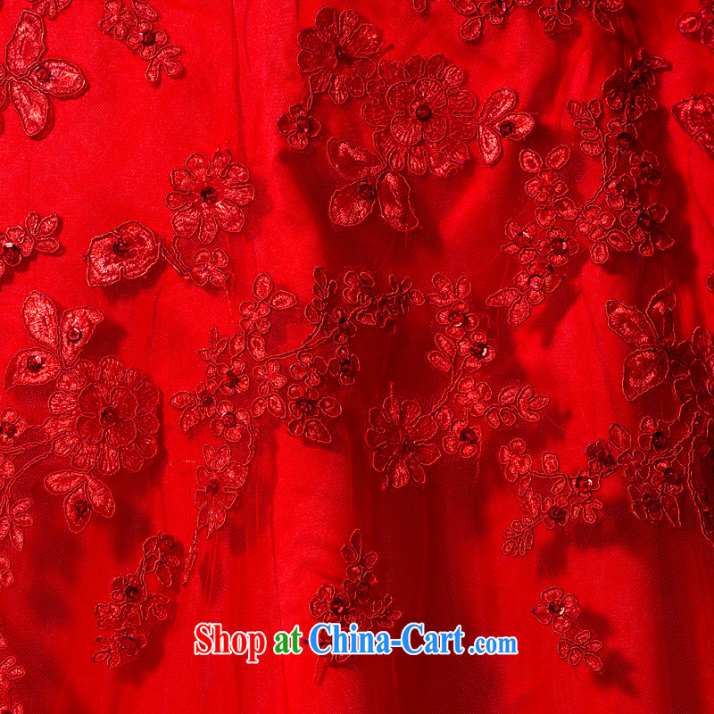 A yarn 2015 new bag shoulder red dress lace, drag and drop the bride toast dress 30150810 red S stock code 155/80 A, a yarn, shopping on the Internet