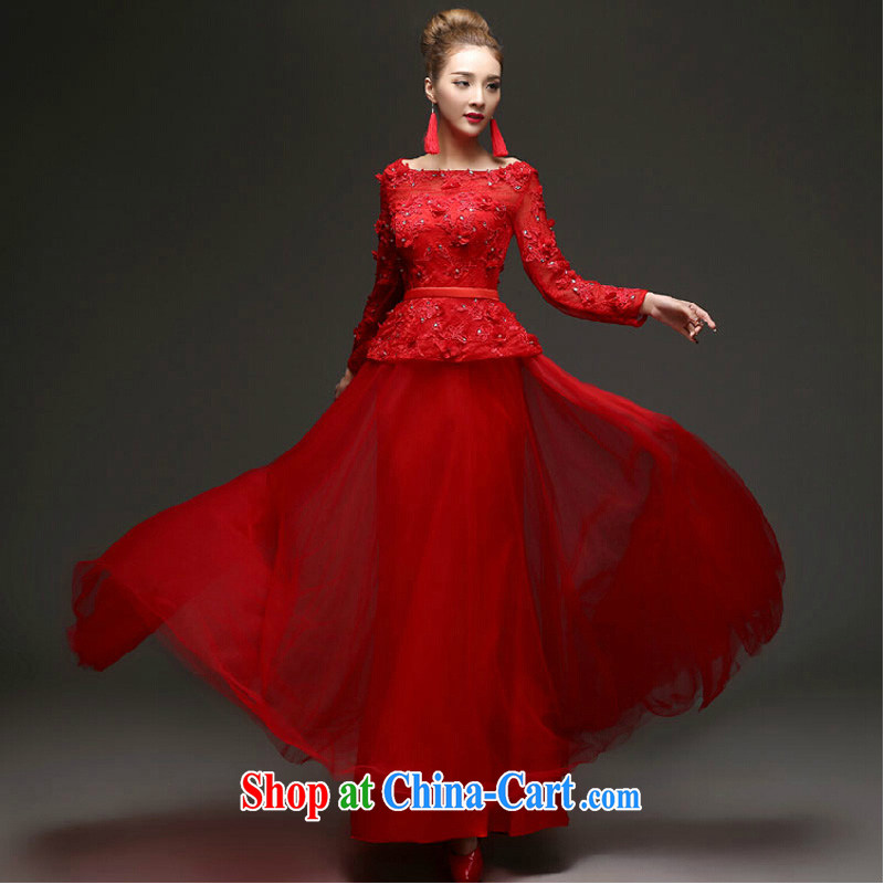 2015 Winter Olympics, the bridal toast serving New banquet dress long-sleeved cultivating long wedding dresses red XXL