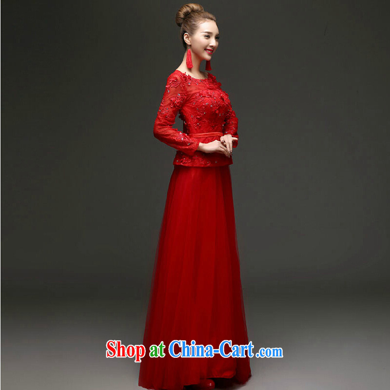 2015 Winter Olympics, the bridal toast serving New banquet dress long-sleeved cultivating long wedding dresses red XXL, the color is still Windsor, online shopping
