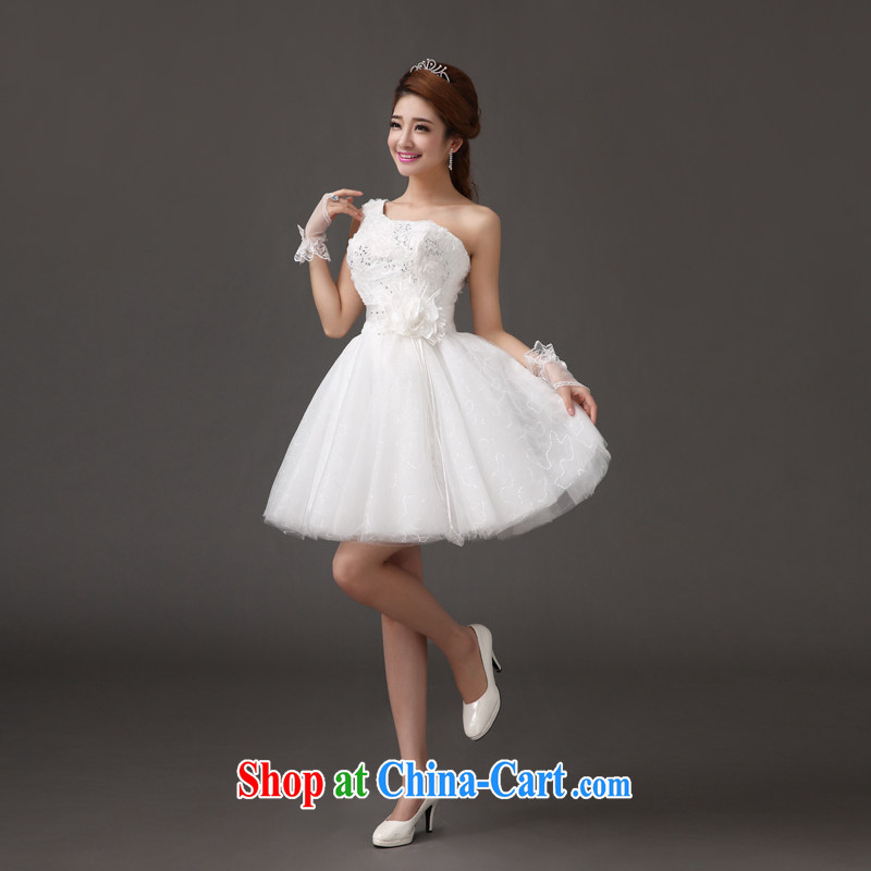 The china yarn 2015 new bride short wedding dresses Korean single shoulder short, Princess small dress bridesmaid lace bows Toastmaster of the evening dress wedding white. size does not accept return and china yarn, shopping on the Internet