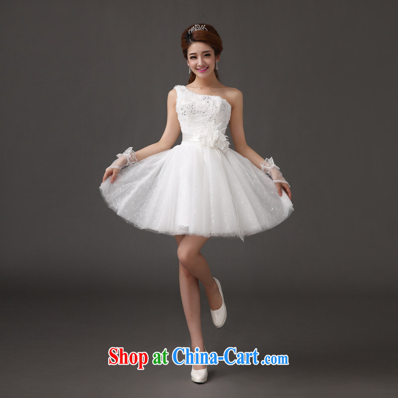 The china yarn 2015 new bride short wedding dresses Korean single shoulder short, Princess small dress bridesmaid lace bows Toastmaster of the evening dress wedding white. size does not accept return and china yarn, shopping on the Internet