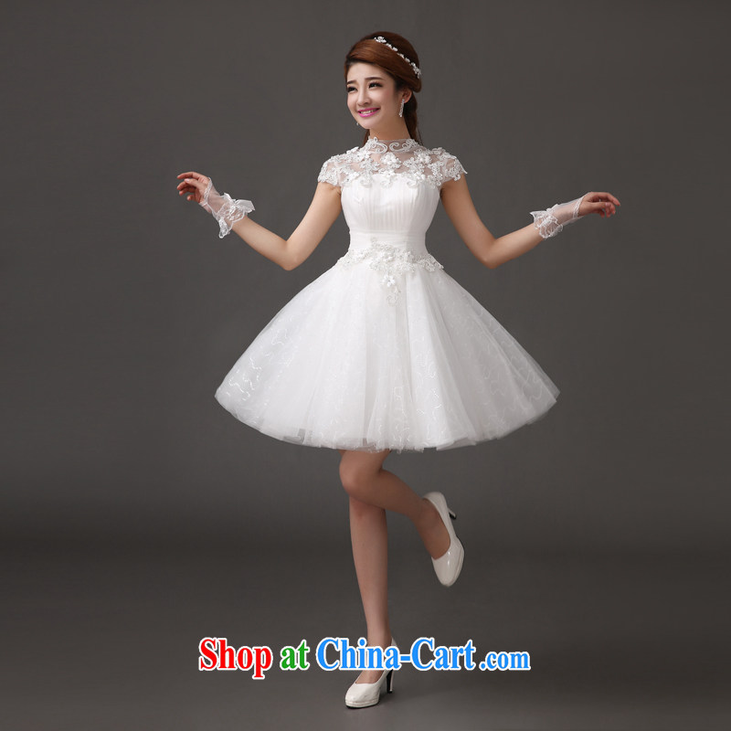The china yarn 2015 cultivating new dress lace bridesmaid serving small dress short white field shoulder graphics thin lovely wedding white S and China yarn, shopping on the Internet