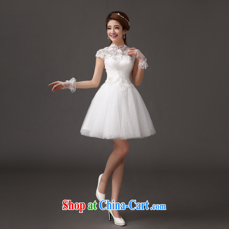The china yarn 2015 cultivating new dress lace bridesmaid serving small dress short white field shoulder graphics thin lovely wedding white S and China yarn, shopping on the Internet