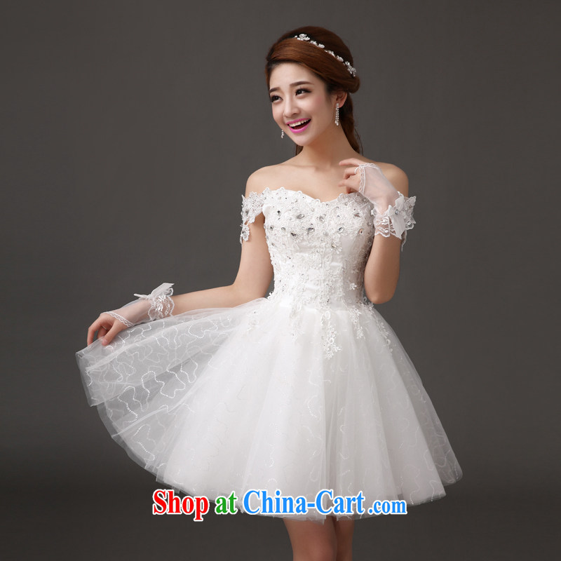 The china yarn elegant lace wedding dress bridesmaid bridal wedding sweet Princess wind graphics thin short dress 2015 new white L
