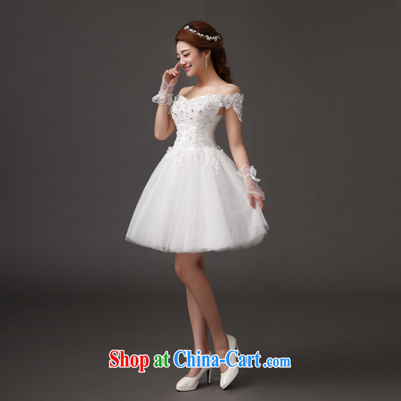 The china yarn elegant lace wedding dress bridesmaid bridal wedding sweet Princess wind graphics thin short dress 2015 new white L and China yarn, shopping on the Internet