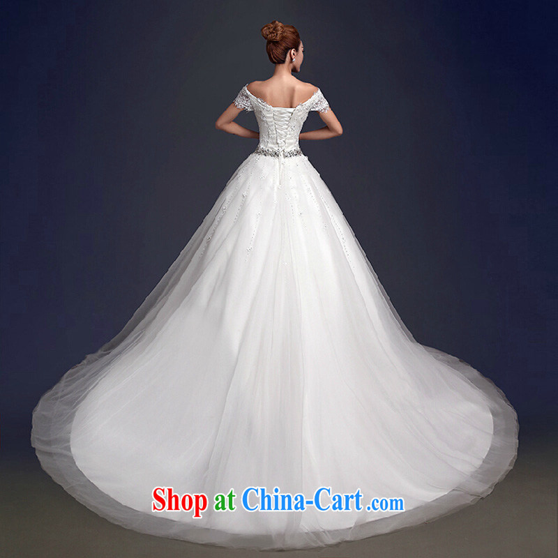 The field shoulder wedding dresses and the new 2015 Korean fashion lace tie-cultivating graphics thin wood drill extravagance Huaqiu winter white with XL section, the color is still Windsor, shopping on the Internet