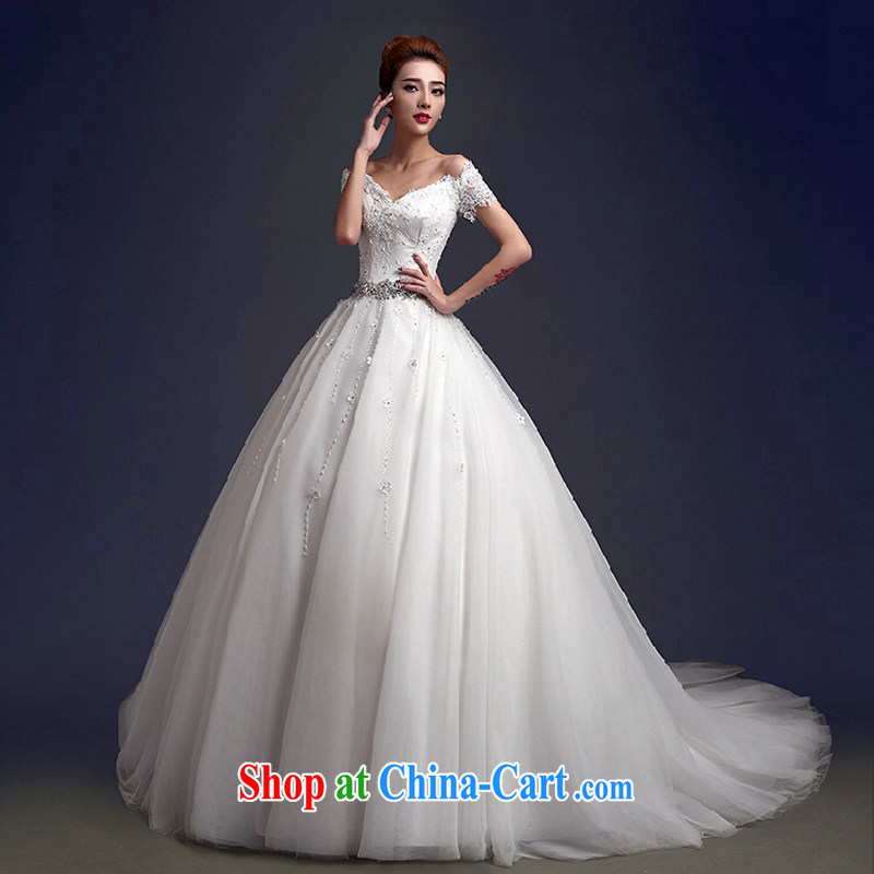 The field shoulder wedding dresses and the new 2015 Korean fashion lace tie-cultivating graphics thin wood drill extravagance Huaqiu winter white with XL section, the color is still Windsor, shopping on the Internet