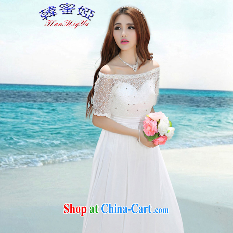 Korean honey Julia 2015 summer beach dress wedding nails Pearl wood drill dress long dress DR 90,023 white XL, Korea honey Julia (HanMiYa), online shopping