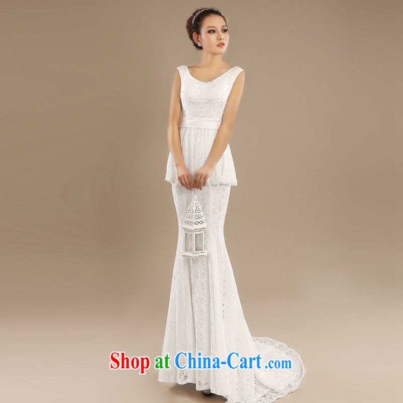 Beijing, Hong Kong, 2015 as soon as possible new wedding dresses sexy Korean lace shoulders Princess bride-waist crowsfoot tail wedding XXL