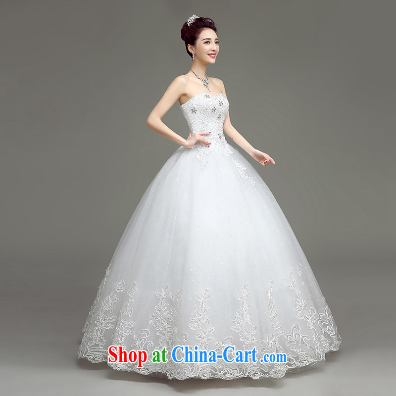 According to T-shirts to the graphics thin wedding dresses new 2015 spring and summer Korean bridal white wood drill Mary Magdalene Beauty Chest with wedding white XL, Netherlands according to adapter, and shopping on the Internet
