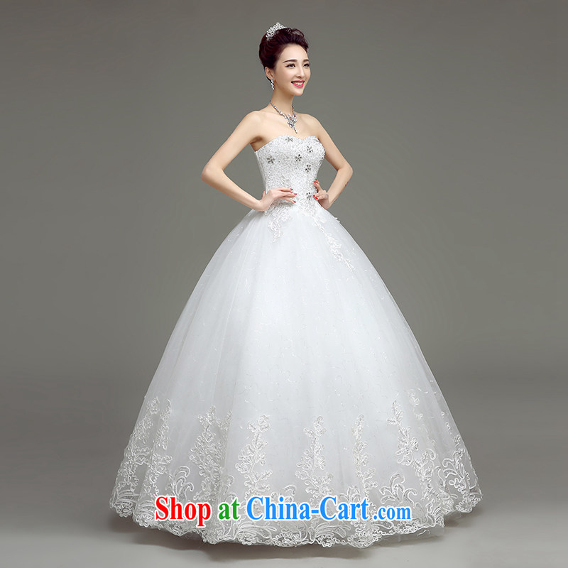 According to T-shirts to the graphics thin wedding dresses new 2015 spring and summer Korean bridal white wood drill Mary Magdalene Beauty Chest with wedding white XL, Netherlands according to adapter, and shopping on the Internet