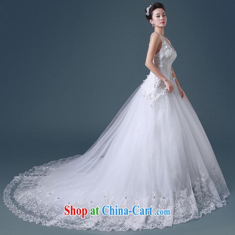 Code Hang Seng bridal 2015 tail wedding elegant parquet drill lace Mary Magdalene married breast beauty graphics Thin Dark V for wedding (double-side straps, take care health white XXL atypical pneumonia, Hang Seng bride, shopping on the Internet