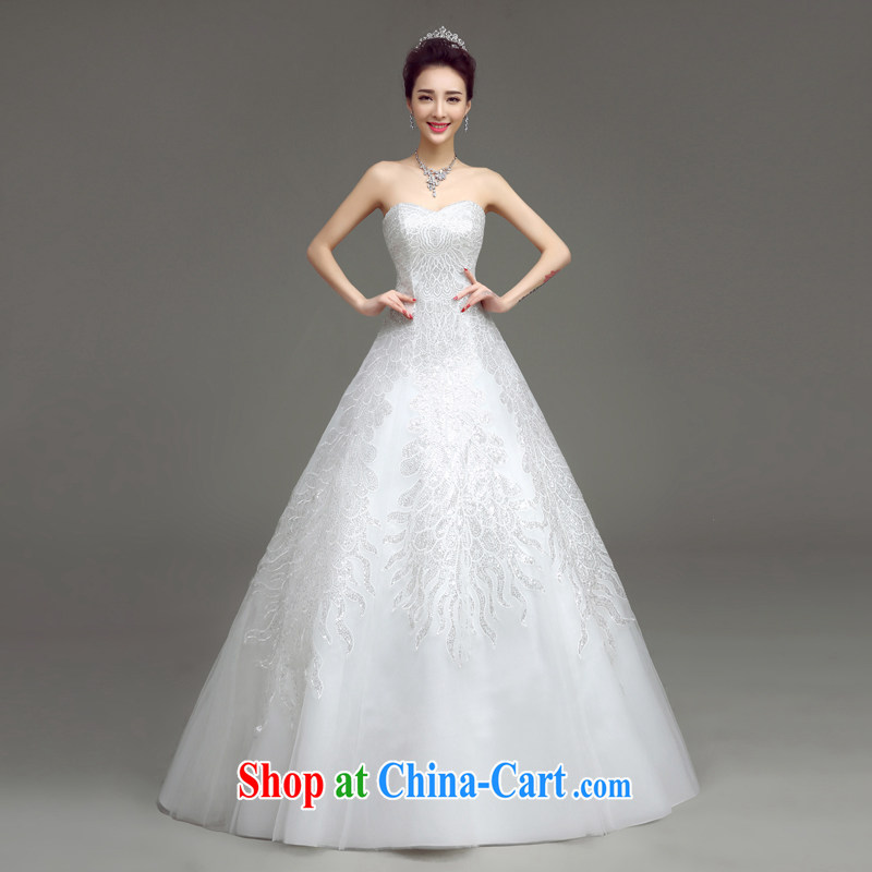 According to T-shirt according to the wedding dresses 2015 spring and summer new Korean Beauty graphics thin smears chest strap A Field dress with wedding dresses at Merlion with tail wedding white S, according to t-shirt in accordance with adapter, and s
