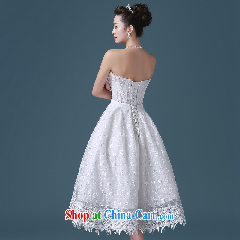 Code hang bridal 2015 short wedding dresses Korean white spring and summer lace bare chest beauty lace A field as well as wedding dresses the Korean Hanbok, exquisite craftsmanship -- White XXL, and hang Seng bride, shopping on the Internet