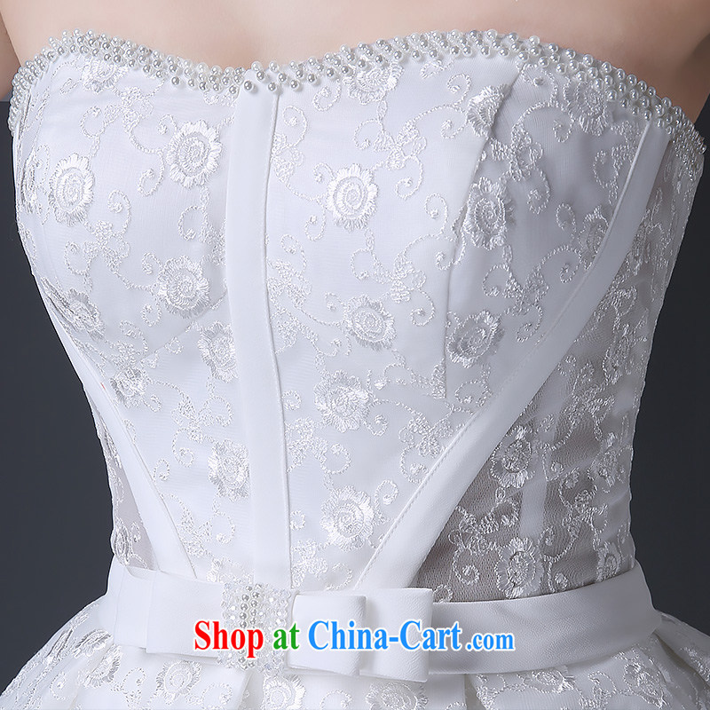 Code hang bridal 2015 short wedding dresses Korean white spring and summer lace bare chest beauty lace A field as well as wedding dresses the Korean Hanbok, exquisite craftsmanship -- White XXL, and hang Seng bride, shopping on the Internet