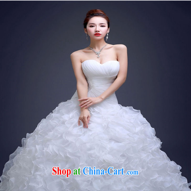 A Chinese wedding dresses 2015 Korean fashion long-tail erase chest-graphics thin Princess shaggy dress bridal wedding dress skirt yarn crowsfoot long dragging white XXL