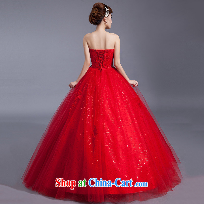 Red wedding dresses lace new 2015 modern bride Korean version with cultivating the code binding with retro graphics thin red XXL, blooming Crazy (chunhuaqiuyue), shopping on the Internet