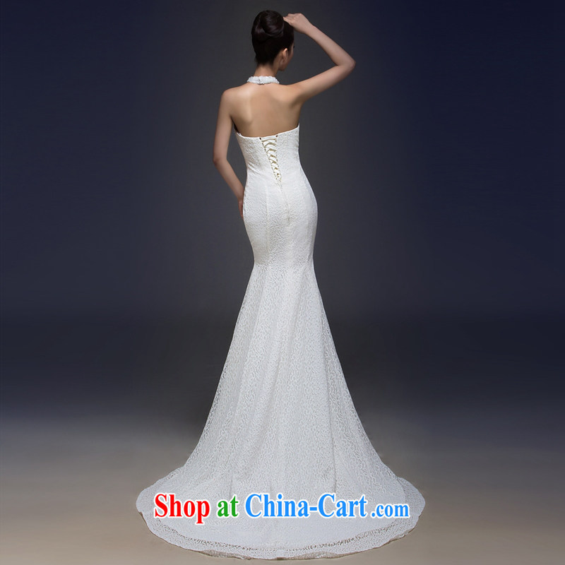 To also drag and drop the crowsfoot wedding dresses 2015 new lace-up waist and back exposed strap inserts drill out yarn and white XL, blooming Crazy (chunhuaqiuyue), online shopping