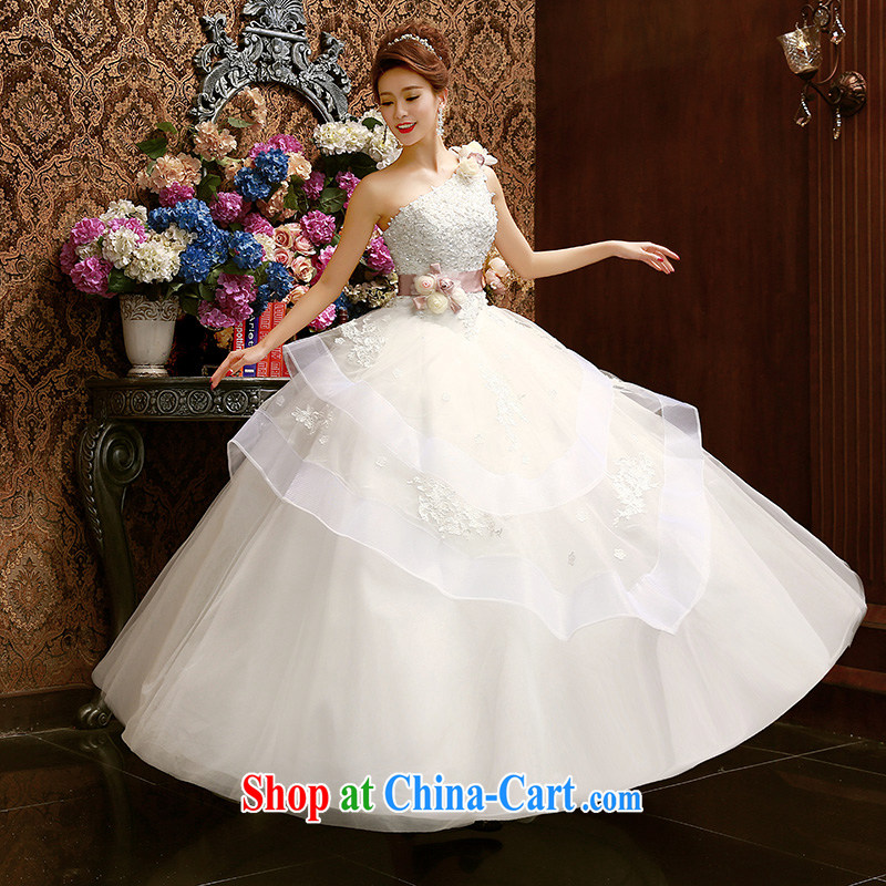 Korean Korean-style single shoulder Princess bridal lace wedding dresses 2015 spring and summer new sweet flowers Custom size to be done is not final, so Pang, shopping on the Internet